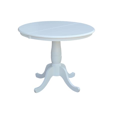 International Concepts Round 36 in Rd Top Pedestal Table, 12 in Leaf, 28.9 inH, Dining Height, White, 36 W, 48 L, Wood K08-36RXT